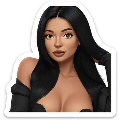 realistic girl with black hair sticker