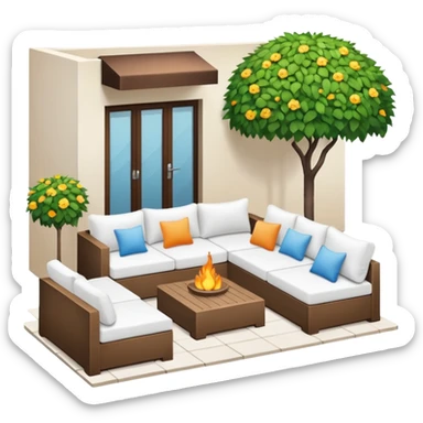 Patio with white couches sticker