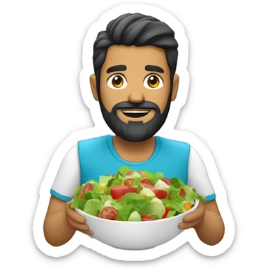 Latino man with beard eating salad sticker