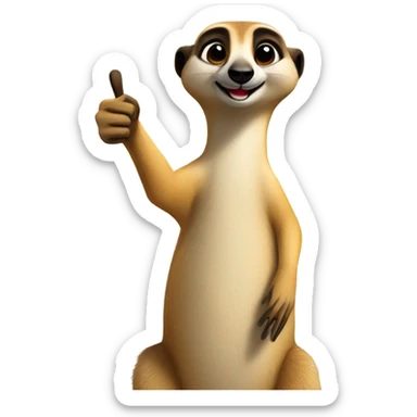 Thumbs up light brown colour with a meerkat on top sticker