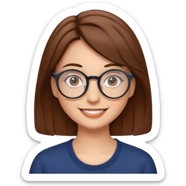 brown hair woman with round glasses sticker