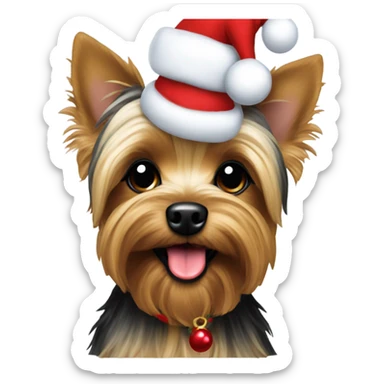 Yorkie mix dressed for Christmas sticker