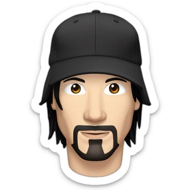 short haired clean shaved keanu reeves with a black addidas cap sticker