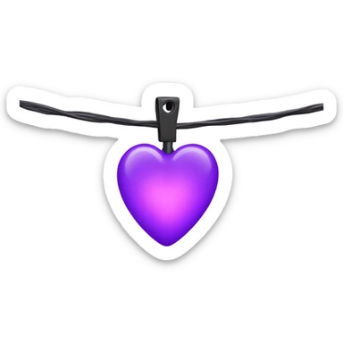 Realistic isolated purple heart shaped christmas string lights sticker