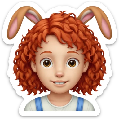 kid with braces bunny eared red haired curly sticker