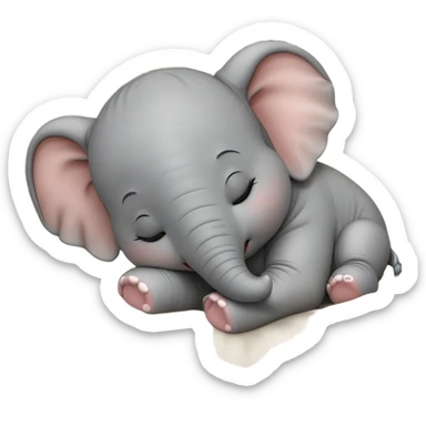 meme-worthy-cute-sleeping-baby-elephant-portrait-emoji,-head-resting-peacefully-with-a-contented-smile,-showcasing-a-delightfully-tiny-build-and-a-luxuriously-soft-gray-hide,-eyes-shut-in-a-serene,-restful-nap,-simplified sticker