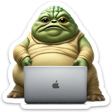 Jabba the Hutt from Star Wars with a laptop sticker