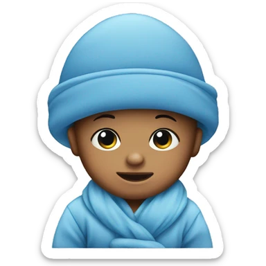Newborn baby with blue hat sticker