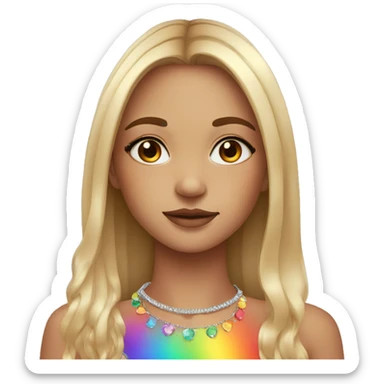 Girl with rainbow colour everything and hazel eyes freckles and silver jewellery  sticker