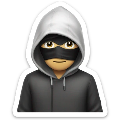 A thief wearing eye masks and holding bag at his back, his clothe have black and white line sticker