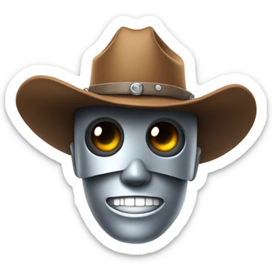 robot face with a cowboy hat sticker