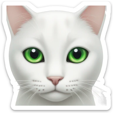 White cat with one green and one blie eye sticker