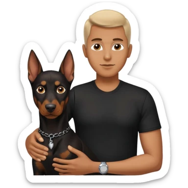 Man with Doberman  sticker