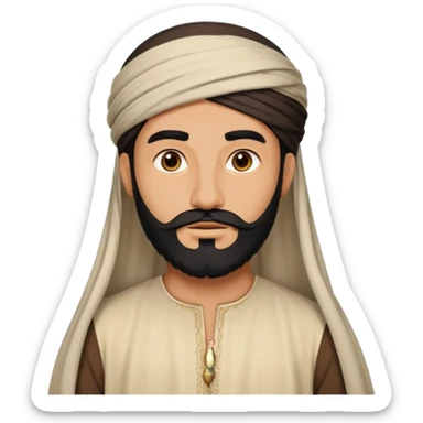 arab with black beard and defined jaw wearing white kandura sticker