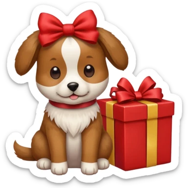 dog in present sticker