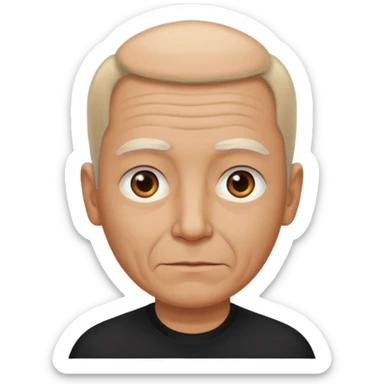 less hair, black shirt, no smile, older face sticker