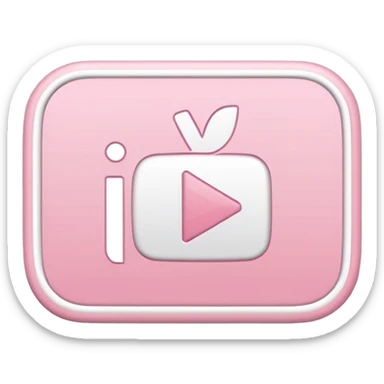 Símbolo do YouTube em tons rosa claro e branco com contorno branco, efeito adesivo, estilo emoji de iPhone. sticker