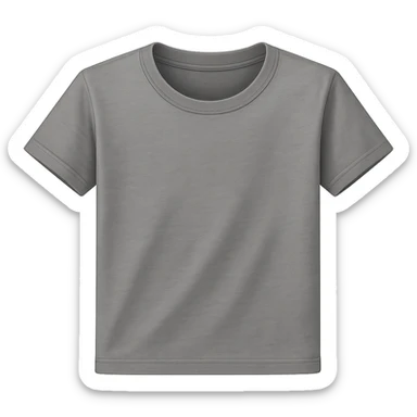 Make the grey t-shirt icon more detailed with realistic fabric folds, subtle stitching, and a visible collar. Keep the style modern and clean, no text, and no background. Maintain a transparent background to preserve the icon's clarity and simplicity. sticker