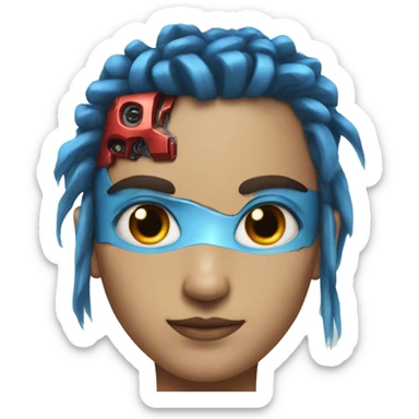 Cyborg half hair blue and one eye red  sticker