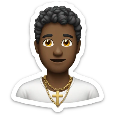 male portrait with cross necklace sticker