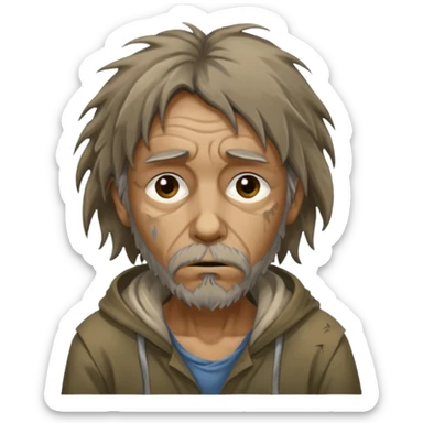 very dirty looking homeless person sticker