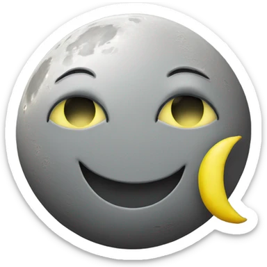 moon grey and full, with a lemon turning around the moon sticker