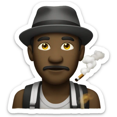 Jamaican man smoking. NO hat. Plain yellow emoji. sticker