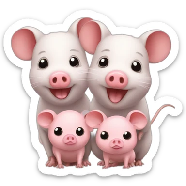 Mouse with two pigs sticker