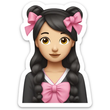 Asian girl hello kitty bows and ears  sticker