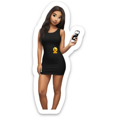 Girl taking a selfie full body black bodycon dress sticker