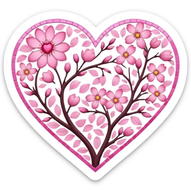 sakura heart with a mosaic pattern sticker