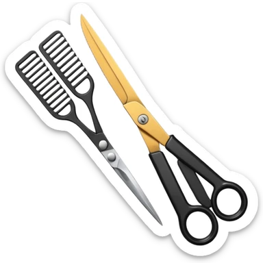 scissors, comb sticker