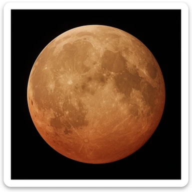 blood moon with smoother craters, two-tone fill: beige and dark red, smooth gradient transition between colors, realistic moon style sticker