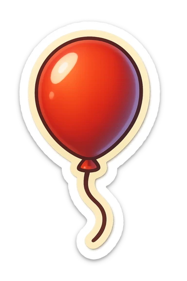 single balloon symbol, cartoon style sticker, simple and clear, no text sticker