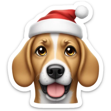 Dog wearing a Santa hat sticker