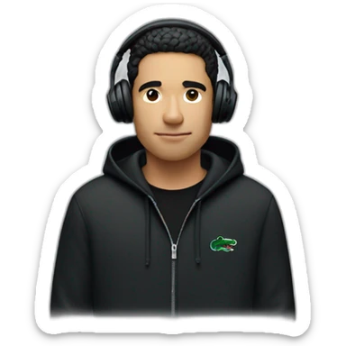Lacoste headphone latin guy with black lacoste hoodie sticker