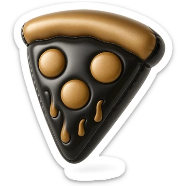 plushie style slice of pizza, balloon style, shiny and puffy sticker