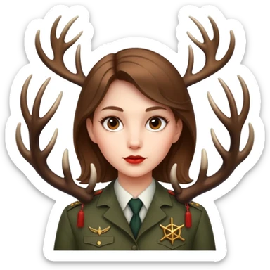 KGB agent girl with deer antlers  sticker