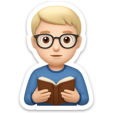 Add glasses to the boy in the style of emoji (apple style emojis). Keep the emoji style look and no background. sticker