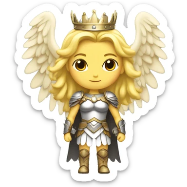 Blond Valkyrie full body with crown with wings sticker