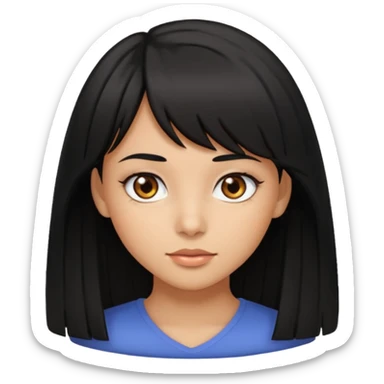 beautiful black-haired girl with side-swept bangs, tan skin, and hazel eyes sticker