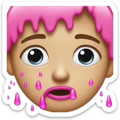 Crying emoji but the tears are pink sticker