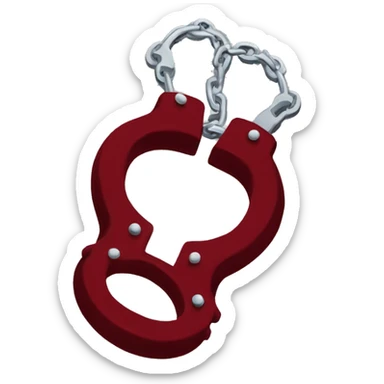 Dark red fuzzy handcuffs sticker