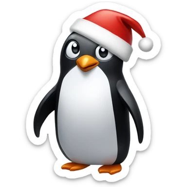 penguin wearing christmas hats sticker