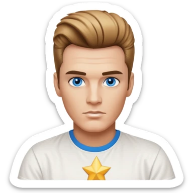 Vanilla Ice with blue eyes, light brown Elvis hairstyles sticker