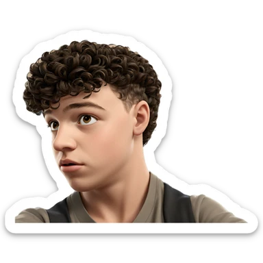 boy gazing through window sticker