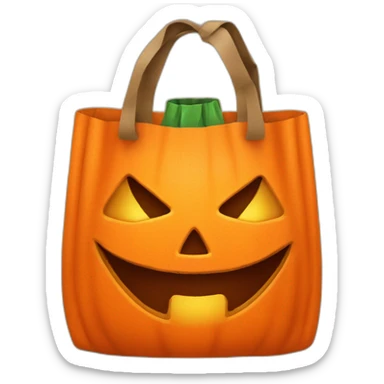 Orange Trick or treat bag with jack-o’-lantern face sticker