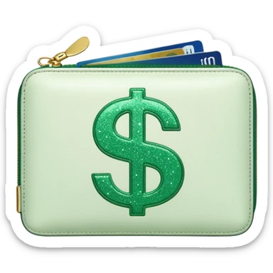 glitter white wallet green symbol $ sticker