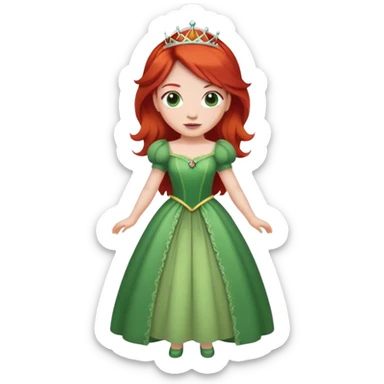 Princess with red hair wearing green dress sticker