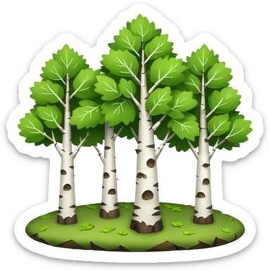 birch forest, small cute trees with a lot of leaves sticker